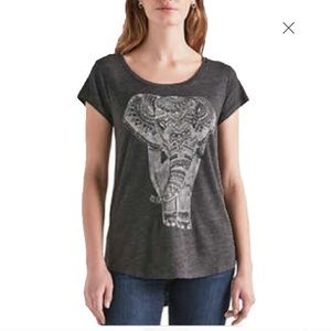 Lucky Brand Gray Elephant Printed T-shirt